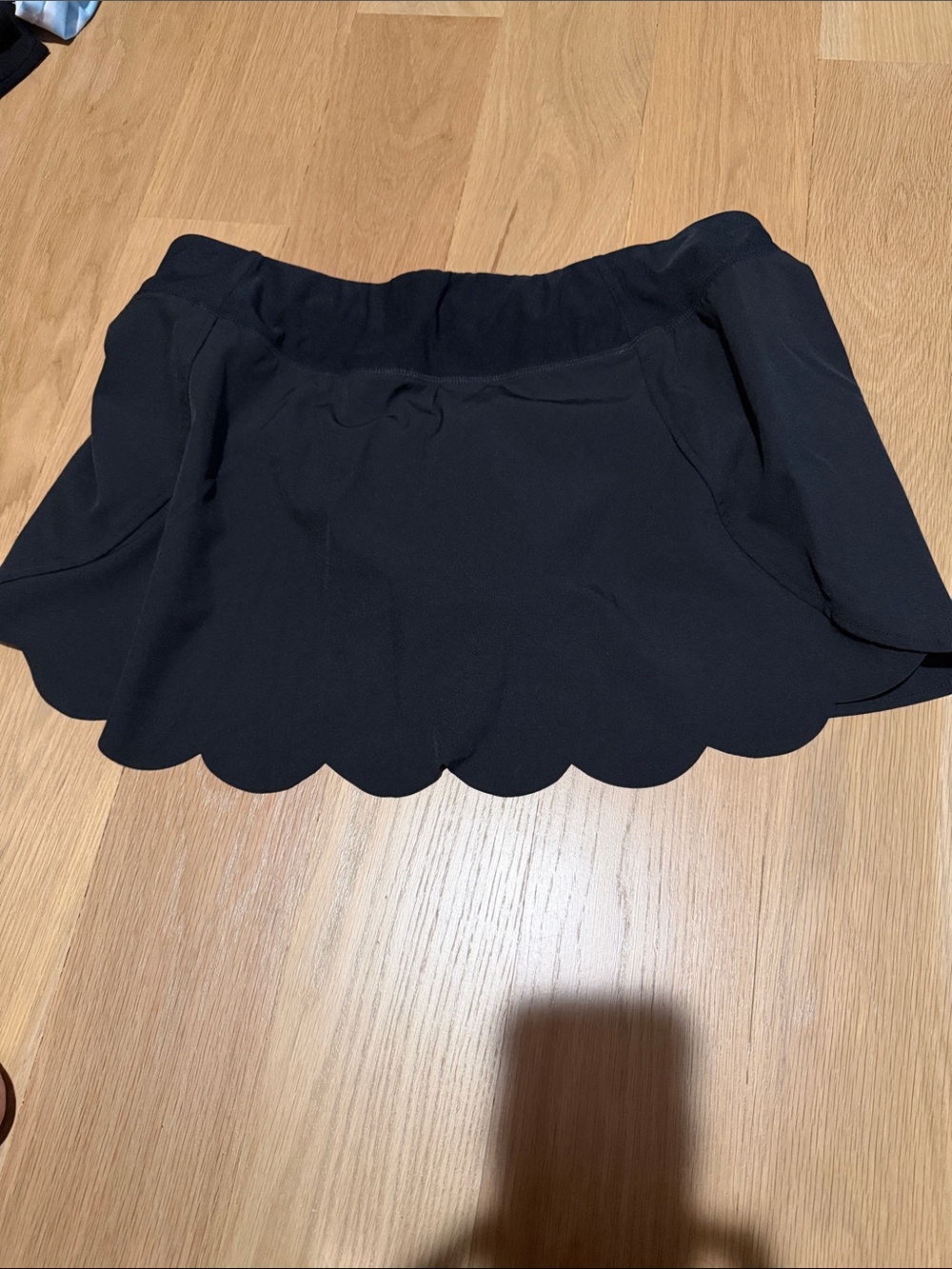 Black Scalloped Hem Mini Skort